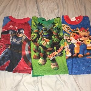 3 boys pajama tops size 10/12